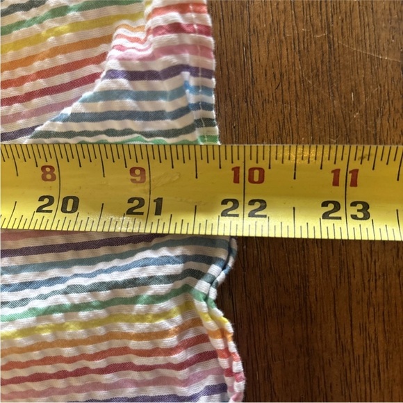 J Crew Womens V Neck Peplum Shirt In Rainbow Seersucker Size 14 - Picture 3 of 14